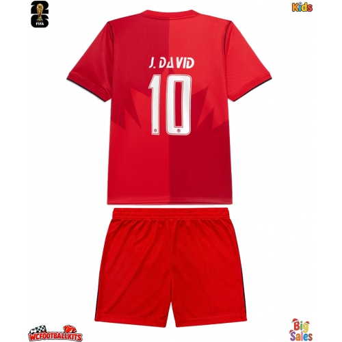 Canada Jonathan David #10 Replica Home Stadium Kit for Kids World Cup 2026 Short Sleeve (+ pants)